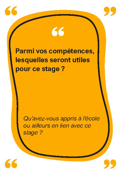 Carte et si je décrochais un stage : parmi vos compétences, lesquelles seront utiles pour ce stage ?